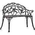 vidaXL Bistro Bench in Bronze - Ornate 100cm Cast Aluminium and Iron Two-Seater for Garden, Patio and Outdoor Living