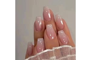 CEBOIC 24Pcs French Short Square Press on Nails - Pink Gradient With Removable Glue-on Designs, Acrylic Full Cover for Women Girls Nail Art Accessories