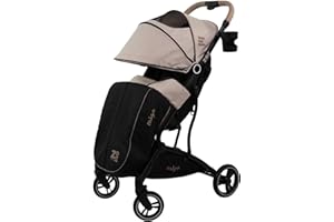 NANIA Poussette compacte ZOE dès 6 mois - 22 Kg max, légère et maniable - pliable à une main - Couvre-jambes, habillage pluie et sac de transport inclus (Zoé Beige) modèle beige