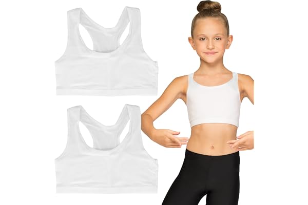 Husalsea 2 stycken Brassiere för flickor Topp för flickor linne för flickor BH bomull lämplig för 9–14 år gamla flickor ovadderad sport-bh