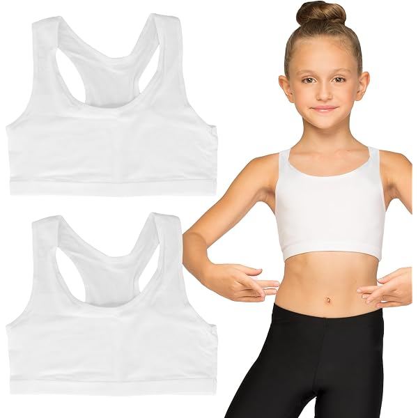 Soutien-gorge De Sport Sans Armatures Pour Fille 3-16 Ans – Bretelles Croisées, Maintien Léger, Pour Danse, Yoga, Fitness