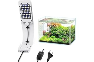 YANGUN Illuminazione LED per acquario, illuminazione per acquario, clip da 10W lampada per acquario ultra sottile con luce bianca e blu, IPX7 impermeabile per vasca pesci piante acquatiche (bianco)