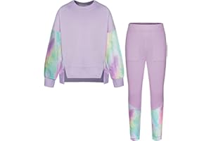 GRACE KARIN Bambini Set Due Pezzi Contrasto Colore Manica Lunga Spalla Scesa Top e Pantaloni Skinny