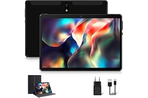 JUSYEA Tablet 10.1 Pulgadas Android Tableta con Octa-Core Processor 4GB RAM + 64GB ROM, SD/TF 128GB, WiFi, Bluetooth, 8000mAh Batería, Pantalla HD IPS, 5MP + 8MP, GMS Certified, con Funda, Negro…