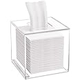 HIIMIEI Acrylic Tissue Box Cover Clear Tissue Holder Square Napkin Dispenser for Home Office Restaurant - Clear