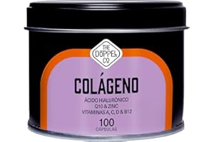 THE DOPPEL CO Colágeno con Ácido Hialurónico, Coenzima Q10, Zinc, Vitamina C, A, D y B12 - Máxima Dosis - Colágeno para las Articulaciones Fuertes, Piel Tersa, Huesos y Cabello - Colágeno Hidrolizado
