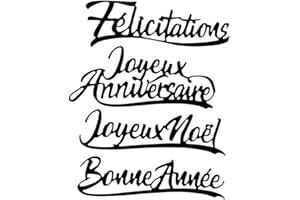 Ideen mit Herz Lot de 4 Matrices de découpe Lettres de vœux | Dies Scrapbooking | Félicitations, Joyeux Anniversaire, Joyeux Noël, Bonne Année