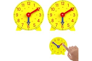 BeoTnp Learning Clock For Kids, 2 Pcs Teaching Clocks For Children, Yellow Kids Clock, An Educational Alarm Clocks That Tells Children The Time, Diameter 10 Cm, Linkage 24 Hours