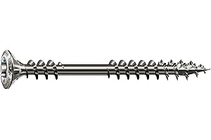 SPAX Fassadenschraube aus Edelstahl rostfrei A2, 4,5 x 60 mm, 100 Stück, T-STAR plus, Reduzierter Linsensenkkopf, Fixiergewinde, 4CUT, 25470004506022