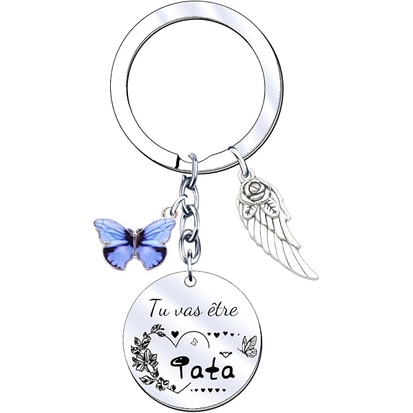 Porte-clés Gravé "Futur Tata" - Cadeau Annonce Grossesse Pour Soeur - Acier Inoxydable - Pochette Cadeau Incluse - 5