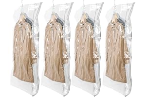 TAILI Sacchi Sottovuoto Vestiti da Appendere, 4 confezioni (135x70cm), Buste Sottovuoto Vestiti per abiti, cappotti, giacche, organizzare l'armadio Sacchetti Sottovuoto Vestiti