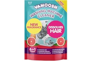 Vamoosh 6-in-1 Washing Machine Cleaner, Pink Grapefruit Scent. Dissolves Hair, Eliminates Bad Odours, Removes Limescale, Deep Clean, Leaves Smelling Fresh, Antibacterial, Descales, 1 Wash