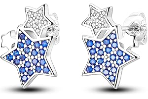 NARMO 925 Sterling Silver stud boucles d'oreilles, boucles d'oreilles Femme étoile et lune, Licorne fille cadeau tournesol boucles d'oreilles papillon boucles d'oreilles