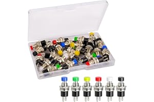 Gebildet 24pezzi 7mm Mini Pulsante Momentaneo 3V-6V-12V-24V-230V/1A, SPST Normale Aperto 2Pin Pulsanti Temporanei per Modellismo Ferroviario Hobby