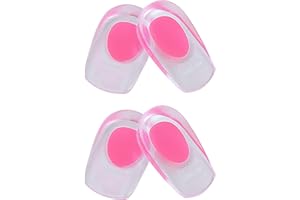 HEVIBK Lot de 2 paires de talonnettes en gel de silicone pour fasciite plantaire, épine calcanéenne et douleurs au talon d'Achille - talonnettes en gel et coussins absorbants (rose/médium).