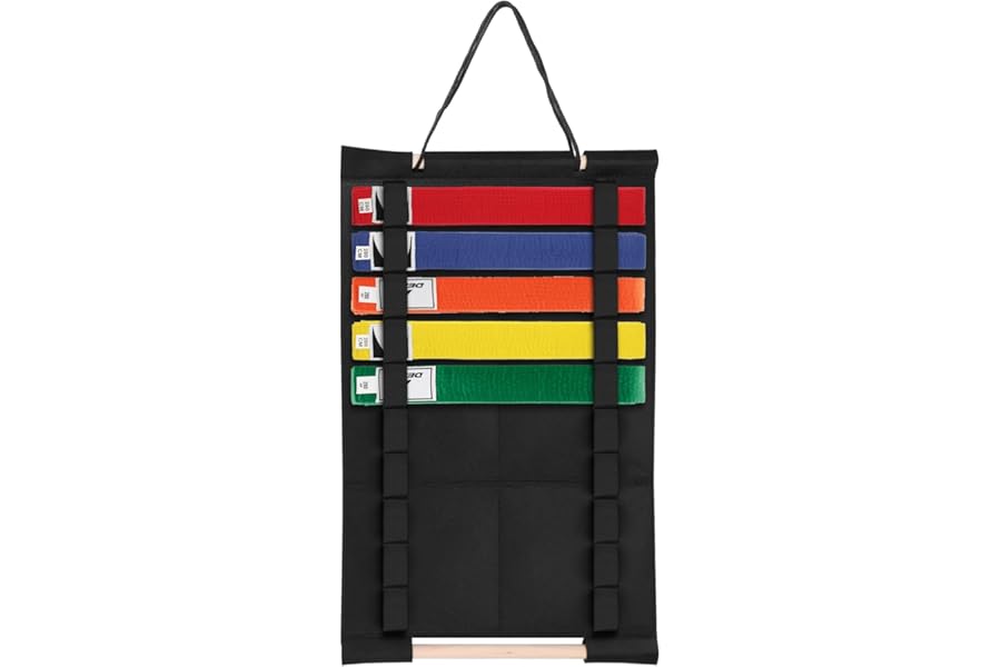 SUMNACON 10 Belts Martial Arts Belt Holder, Black Karate Taekwondo Belt Organizer Wall Hanging Martial Arts Belt Display Holder Belt Hanger for Martial Arts Karate Taekwondo Learners (No Belts)