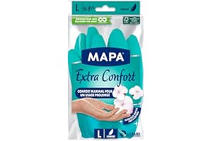 SPONTEX MAPA - Extra Confort - Gants de Ménage en Latex Doublure Textile 100% Coton - Confortables et Résistants pour un usage prolongé - 1 paire - Taille L