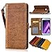 Produktbild Samsung Galaxy A3 2017 Leder Hülle,Handy Hülle Tasche Samsung Galaxy A3 2017,Ledertasche für Samsung Galaxy A3 2017,Leweiany Handytasche Samsung Galaxy A3 2017 Schutzhülle aus Echt-Leder Retro Blumen Prägung Hülle im Ständer Bookstyle Wallet Tasche Flip Brieftasche Etui Schale mit Kartenfach, Magnet und Praktischer Standfunktion Luxus Tasche für Samsung Galaxy A3 2017 - Premium Hülle in Braun