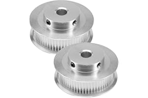 Saipor 2 Stück GT2 Zahnriemen Aluminium Zahnriemenrad Kit GT2 Riemenscheibe Synchronrad GT2 Timing Pulley für 3D Drucker GT2 Zahnriemenscheibe 6mm Breite Gürtel (60 Zähne 5mm Bohrung)