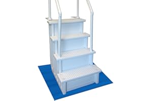 Resilia Stay-Put Swimming Pool Ladder Mat - Non-Slip, Wide Ribbed, Protective Pad, 36 Inches x 36 Inches, 0.125 Inch Thick, Powder Blue