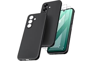New&Teck Etui do Samsung Galaxy A16 4G/5G 2 osłony ekranu ze szkła hartowanego, etui z miękkiego silikonu TPU, zderzak ze wzmocnionymi narożnikami, wyraźna ochrona. (czarny)