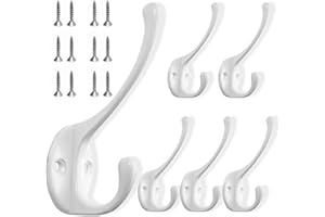 SHFYFHS 6 Pièces Crochet de Manteau Rétro Patère, Vintage Crochet de Porte Métal, Patère Porte Manteau Mural, Crochets et Patères pour la Maison,avec Vis,Pour Cuisine Salle De Bains Chambre D'essayage-Blanc