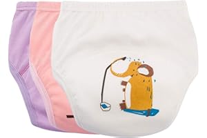 JOYO ROY Baby Töpfchen Trainingshose Mädchen Windelhose jungen Töpfchentraining Lernwindel Baumwolle Trainingsunterwäsche-Eule + Igel + Elefant-120cm