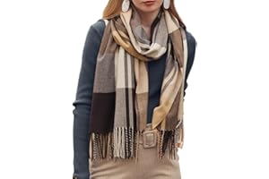 JFAN Bufanda de Invierno Para Mujer Cachemira Bufanda Estola Pashmina Chal Bufandas a Cuadros Elegante Mujer Cálido