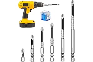 TENTHPEO High-Magnetic Screwdriver Drill Bit Set, 6 Pcs Anti-Slip Impact Bits with Magnetiser, Durable and Precision Screwdriver Bits Kit, Compatible with Electric Drill and Driver Tools