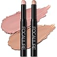 FOCALLURE 2 Pcs Cream Eyeshadow Stick,Brightener Eyeshadow Pencil Crayon,Highlighter Eye Shadow Stick Sets with Crease-proof Formula,Long Lasting Waterproof Eye Shadow Make Up,Mocha Pink