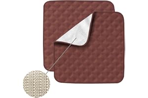 SGerste 2-pack ultratvättbara sittdynor (53 x 56 cm) för inkontinens – seniorer, vuxna, barn eller husdjur, underdyna, 4-lagers design, stolabsorberande dynskydd (kaffe)
