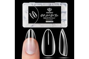 Modelones Sztuczne paznokcie Migdał średni przezroczysty 510 sztuk tips przezroczyste paznokcie 15 rozmiarów tips miękki żel końcówki do paznokci pełne pokrycie dla salonów, manicure DIY Press on