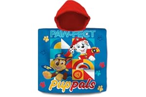 HOVUK Paw Patrol - Asciugamano con cappuccio per bambini, 120 x 60 cm, asciugamano da spiaggia o da bagno, in cotone ultra morbido, per bambini da 3 a 6 anni