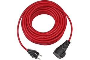 Brennenstuhl Baustellen-Verlängerungskabel (10m Kabel, für den Einsatz im Außenbereich IP44) rot