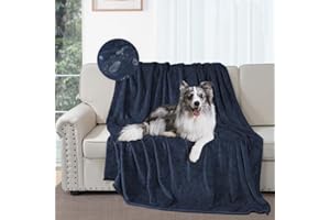 DUJUIKE Couvre-Lit ImperméAble, Couverture De Lit 100% ImperméAble, Couverture pour Chien en Flanelle Douce, Housse De Protection pour Matelas, CanapéS Et Autres Meubles (102x152cm, Bleu Marine)