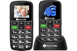 SweetLink S2 Plus 4G Senior Mobile Phone,Big Button Mobile Phone for Elderly,1400mAh Battery,SOS Emergency Button,Loud Volume,Speed Dial,Flashlight,FM Radio,4G Dual SIM（Charging Plug not Included）