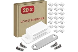 JJ PRIME 20 Stück Magnete Für Schranktüren, Möbel Magnet Schranktür Verschluss, Balkontür Magnet Türhalter, Schranktür Magnete Für Schubladen, Möbelmagnete Flach, weiß
