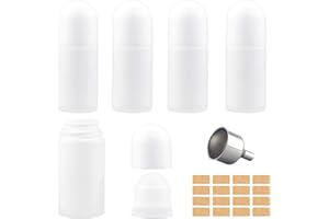ELNLE Butelki dezodorantu w kulce, puste butelki 50 ml, dezodorant do napełniania, do aromaterapii, z kulką rolkową, do dolnej wargi, balsamu, zapachowego, olejków, perfum (białe)