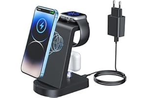 INNISTO Kabellose Ladestation,Wireless Charger 3 in 1 induktive Kabelloses Ladegerät mit 18W Adapter,kompatibel mit iPhone 14/13/12/11 Pro/Pro Max/XS/XR/X Apple Watch 8/7/6/5/4/3/2/SE AirPods Pro/3/2/1