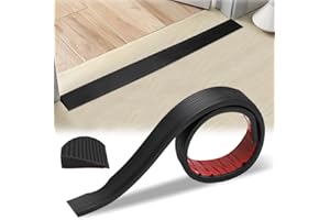 LOMUG Rampa per soglia, 5 cm x 1 cm x 2 m, in gomma, autoadesiva, profilo di transizione, in gomma, per soglia di porta, per robot aspirapolvere, porte, passeggini, garage (nero)