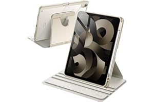 JETech Obrotowe Etui dla iPad Air 11 Cala M3/M2 (2025/2024), iPad Air 5/4 (2022/2020,10,9 Cala, 5e/4e) z Pencil Uchwyt, Obrotowa o 360 Stopni Stojaka Osłona Przejaśniać Tył (Księżycowa Poświata)