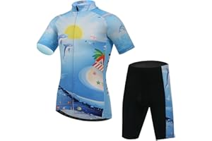 LSERVER-Unisex Bambino/Bambina Sportiva Maglia e Pantaloncino Shorts Ciclismo Bicicletta