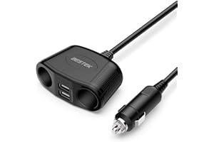 ‎BESTEK BESTEK 2-Fach 12/24V Zigarettenanzünder Verteiler Adapter KFZ-Ladekabel Autoladegerät mit 2 USB Ports für Smartphone und Tablet PC