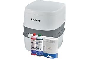 ENDERS SET WC CHIMICO PORTATILE SUPREME - Toilette Supreme Starter Set GREEN: Wc portatile pieghevole + 1L ENSAN GREEN + 1L ENSAN RINSE + 4 rotoli carta igienica - Per camper e campeggio - Bianco