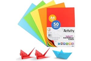 PEIROKS Premier Stationery A4 160 gsm Coloured Card,Activity Card,Coloured Paper a4 for Art & Craft Activities - Assorted Colours Card (Pack of 50 Sheets)