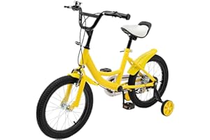HauTour Bicicleta para niños de 14, 16, 18, 20", bicicleta infantil de acero rico en carbono con volante y sillín de altura ajustable, para niños de 3 a 9 años