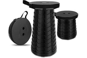 MY HOMIE Portable Chair Folding Stool,Retractable Telescopic Camping Stools Lightweight Sturdy Seat Adjustable Collapsible(BLACK) (Black)