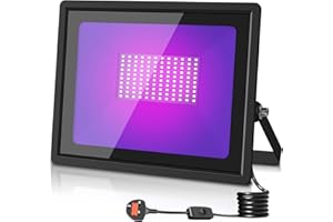 Viugreum 100w Led UV Light Black Floodlight UV Party Flood Lighting IP66 Waterproof Blacklight with 1.5m Power Plug and Switch Purple Outdoor Ultraviolet Lamp for Halloween Bar Decorations Stage