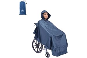 Fonakei Rollstuhl Regenponcho, Rollstuhlabdeckungen wasserdicht mit reflektierenden Streifen (Navy Blue)