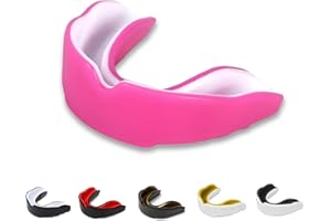 SKT SOUQ Sports Mouth Guard, Adults and Junior Gum Shield with case,Mouthguard for Jaw Protection in Contact Sports,Boxing,MMA Rugby,Karate and Martial Arts (Pink/White, Adult Above 11 Years)
